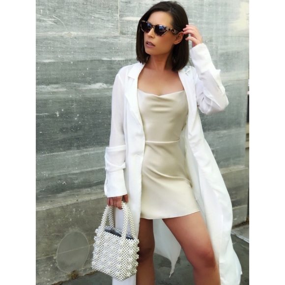 Last 1✨Sansa Nude Satin Cowl Neck Dress - Picture 6 of 8